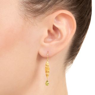 Art Nouveau Peridot Dangle Earrings