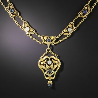 Art Nouveau Sapphire and Diamond Necklace - 2