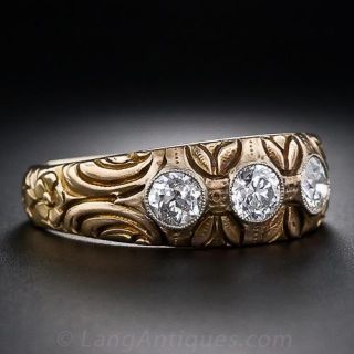 Art Nouveau Three-Diamond Ring