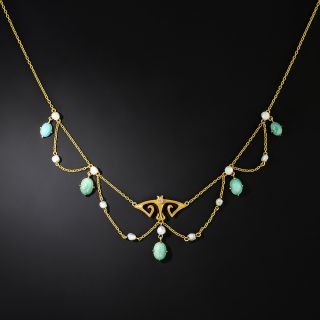 Art Nouveau Turquoise Festoon Necklace - 3
