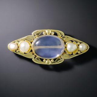Arts and Crafts Moonstone and Pearl Brooch - 2