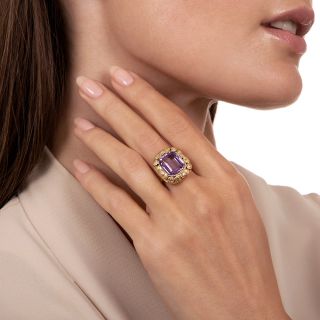 Arts & Crafts Amethyst Two-Tone Ring