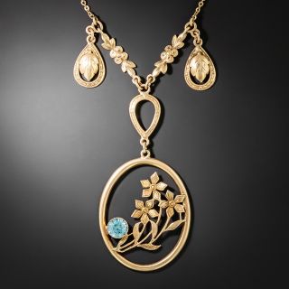 Arts & Crafts Blue Zircon Necklace  - 3