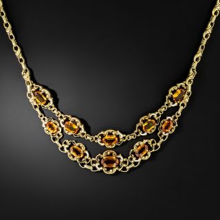 Arts & Crafts Citrine and Enamel Link Necklace by E.H. Tepe - 3