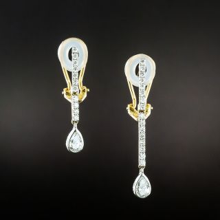 Asymmetrical Length Pear Shaped Diamond Dangle Earrings - 2