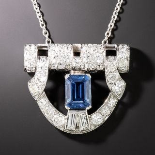 Austrian Art Deco 1.78 Carat Sapphire and Diamond Necklace - 3