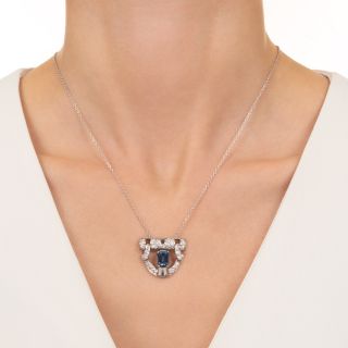 Austrian Art Deco 1.78 Carat Sapphire and Diamond Necklace