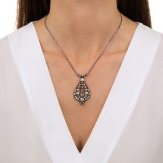 Austro-Hungarian Antique Diamond Pendant Necklace 