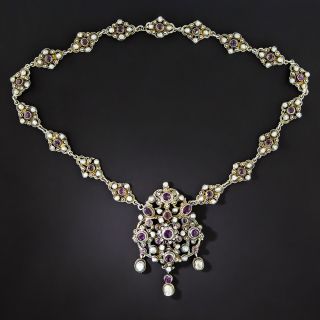 Austro-Hungarian Pearl and Garnet Doublet Necklace - 3