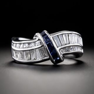 Baguette Diamond And Sapphire Band Ring - 3