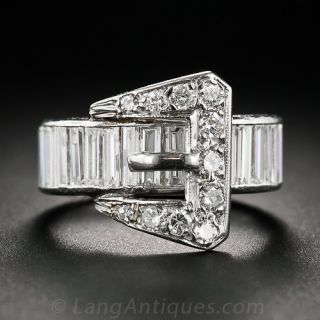 Baguette Diamond Buckle Ring - 1