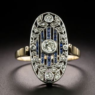 Belle Epoque Diamond and Calibre Sapphire Ring - 3