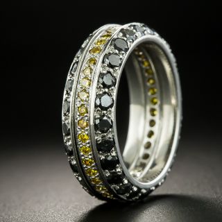 Black & Golden Diamond Eternity Wedding Band -- Size 5 3/4 - 2