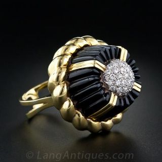 Black Onyx and Diamond Fashion Ring - 2