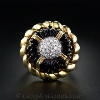 Black Onyx and Diamond Fashion Ring