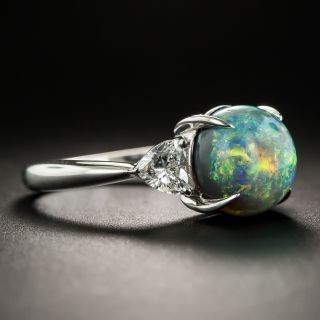 Black Opal Platinum Diamond Ring