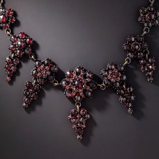 Bohemian Garnet Flower and Grape Cluster Necklace - 3