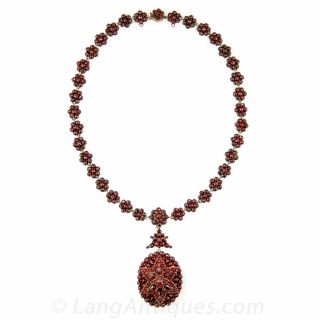 Bohemian Garnet Locket Necklace