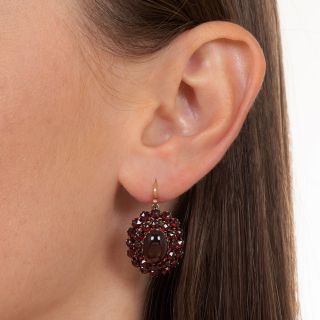 Bohemian Garnet Oval Cluster Drop Earrings