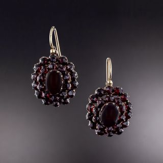 Bohemian Garnet Oval Cluster Earrings - 1