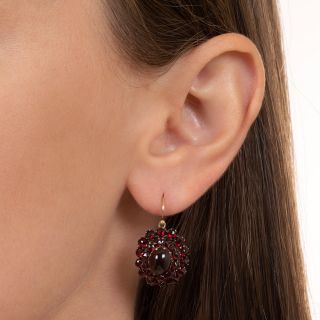 Bohemian Garnet Oval Cluster Earrings