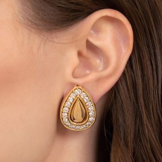 Bold Gold Diamond Clip Earrings, 4.75 Carats