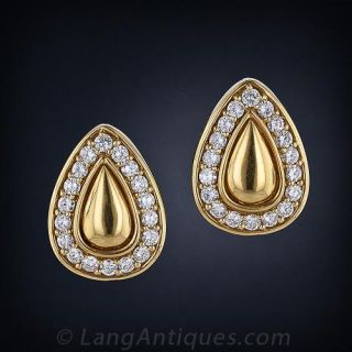 Bold Gold Diamond Clip Earrings - 2