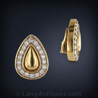 Bold Gold Diamond Clip Earrings
