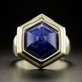Bold Hexagonal Lapis Lazuli Ring - 3
