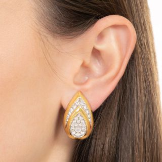 Bold Pave Diamond Tear Drop Shaped Earrings