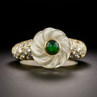 Boucheron Carved Rock Crystal, Emerald and Diamond Ring - 2