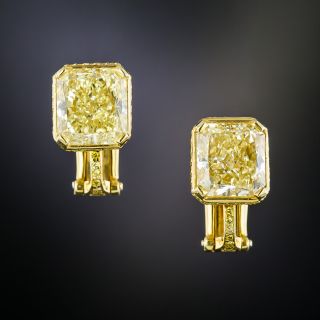 Bulgari 6.37 Carat Natural Fancy Yellow Diamond Earrings - GIA - 3