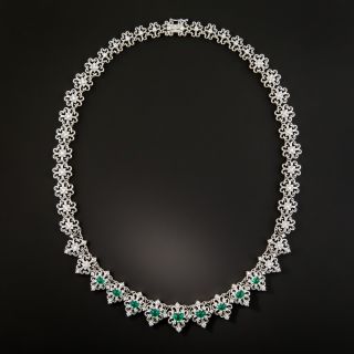 Cabochon Emerald and Diamond Necklace - 3
