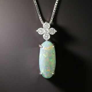 Cabochon Opal and Diamond Pendant  - 2