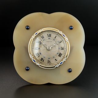 Cartier Art Deco Agate Table Clock