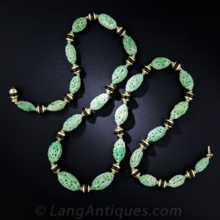 Carved Jade Necklace and Earring Set
