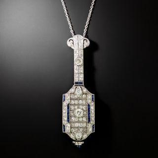  Art Deco Sapphire and Diamond Pendant Watch - 1