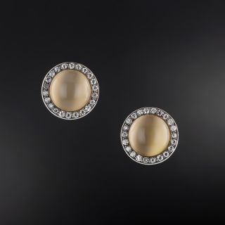 Cat's-Eye Moonstone Diamond Earrings - 5