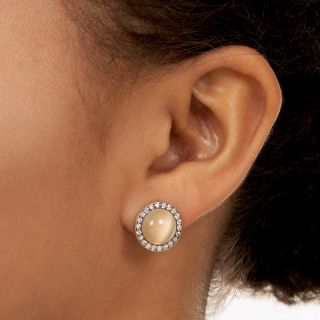 Cat's-Eye Moonstone Diamond Earrings