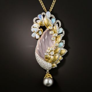 Christian Bernard Rose Quartz, Opal, Diamond and Pearl Necklace - 3
