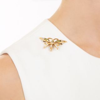 Circa 1890 Diamond and Peridot Butterfly Pin