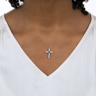 Classic Diamond and Sapphire Cross Pendant