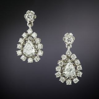 Classic Pear-Shaped Diamond Drop Earrings  - 2