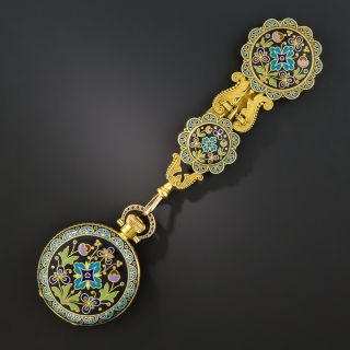 Cloisonné Enamel Pocket Watch and Chatelaine by Braverman & Levy of San Francisco - 2
