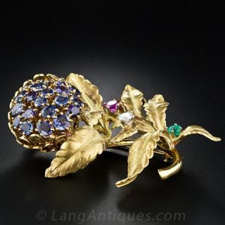 Color-Change Sapphire Flower Brooch by J. E. Caldwell & Co - 6