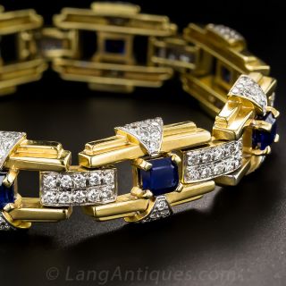 Contemporary Art Deco Style Sapphire and Diamond Bracelet - 1