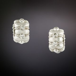 Contemporary Diamond Huggie Earrings - 2