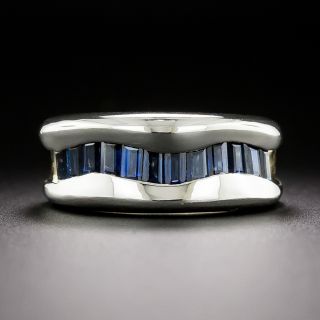 Contemporary Geometric Sapphire Wave Ring - 2