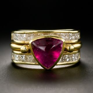 Contemporary Pink Tourmaline and Diamond Ring - 1