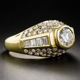 Contemporary Round and Baguette-Cut Diamond Ring